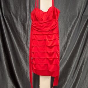 Speechless Red Tiered Bodycon Mini Dress